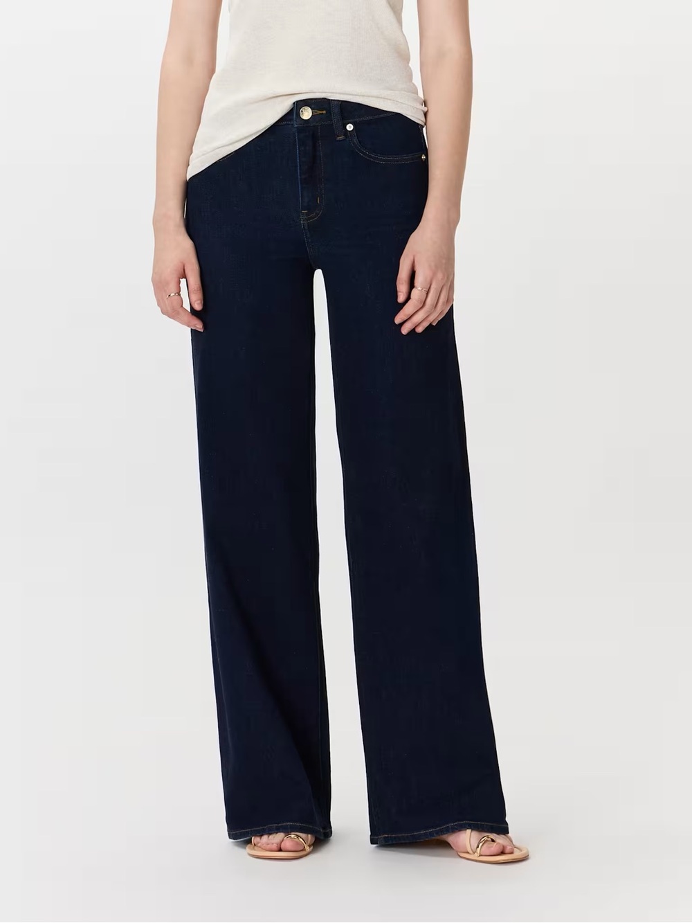 NWT Quince Bella Stretch Wide Leg Jeans Deep Rinse Dark Wash Blue 28 Casual